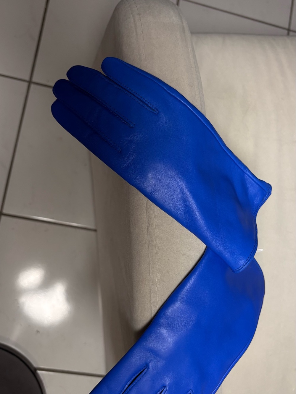 Men's Blue Leather Gloves